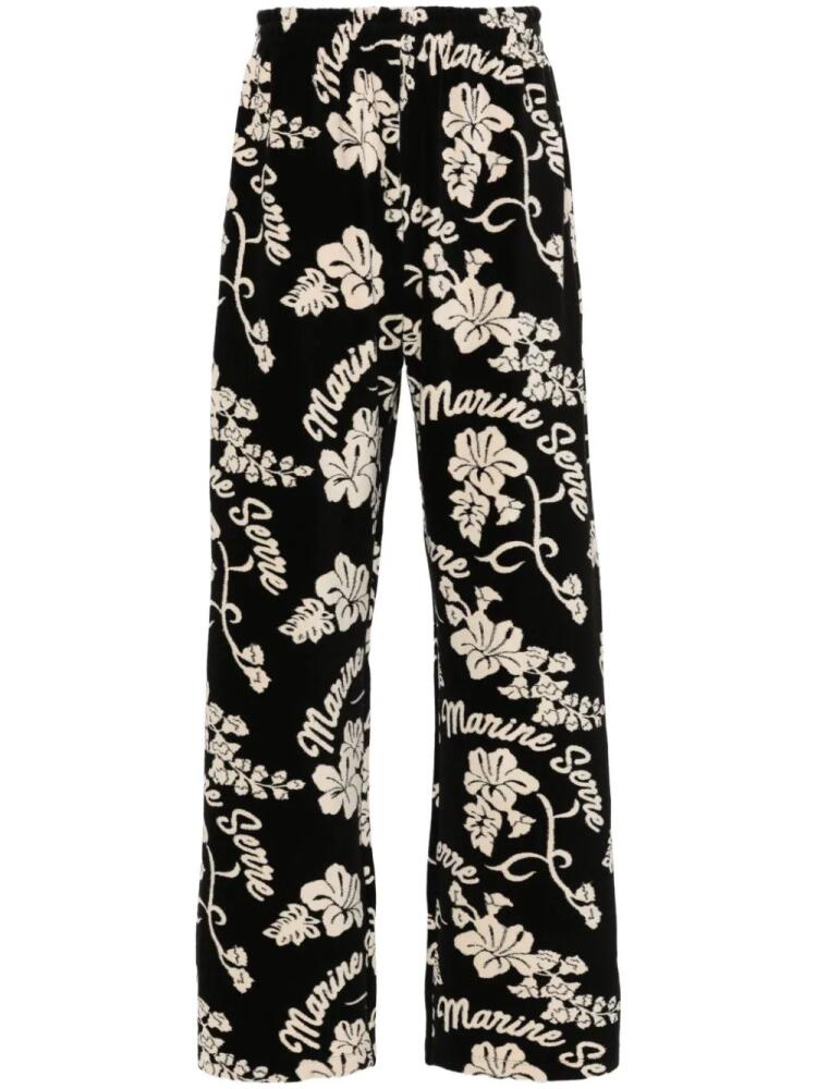 Marine Serre terry-cloth floral straight trousers - Black Cover