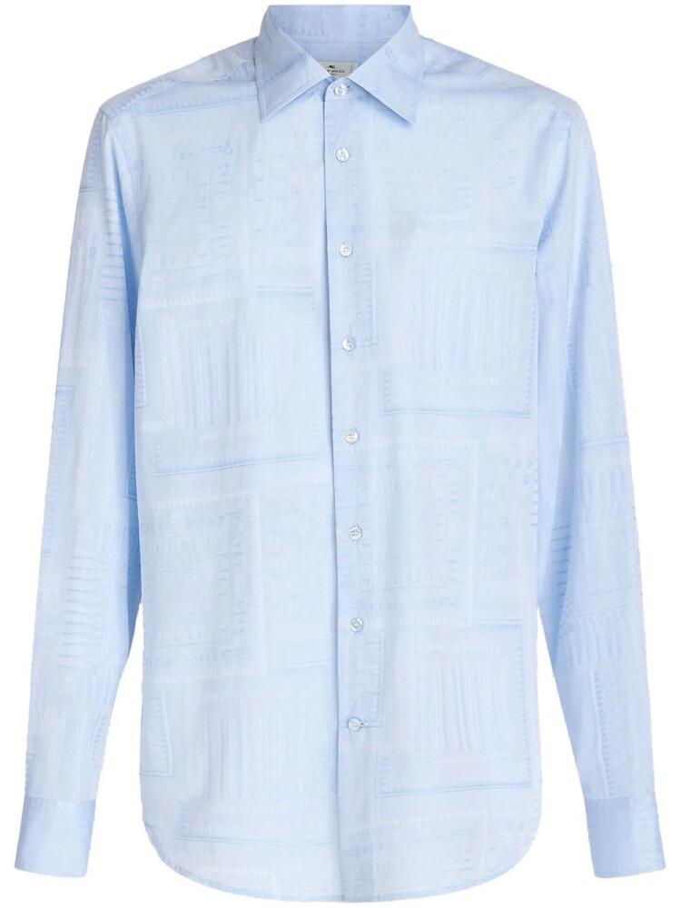 ETRO barcode-print cotton shirt - Blue Cover