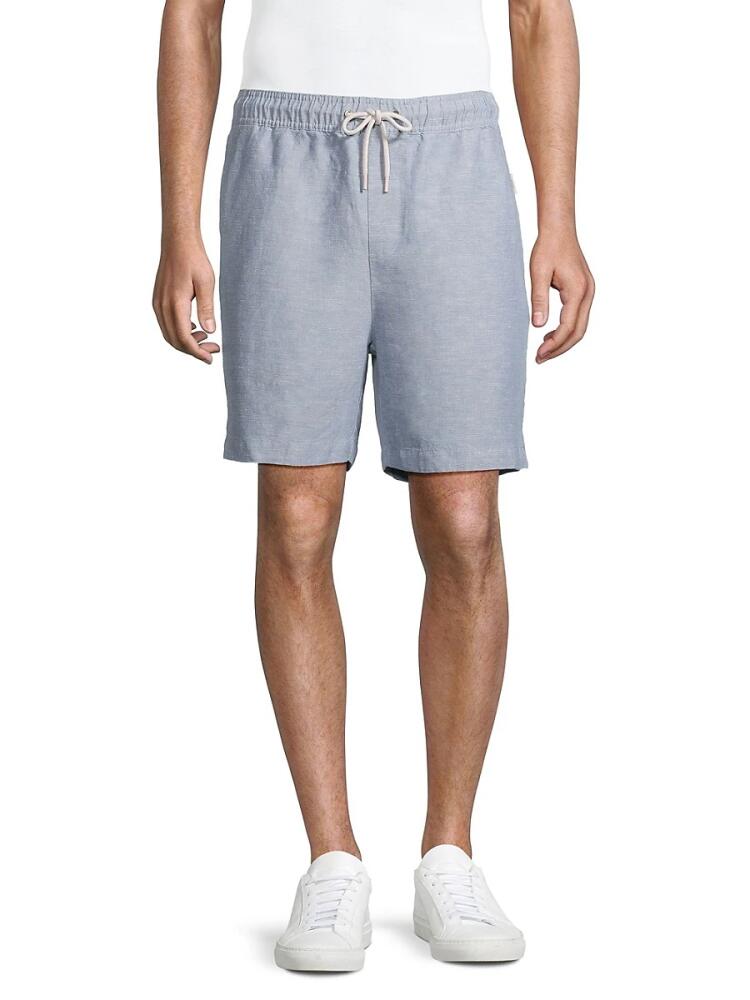 Onia Men's Air Flat Front Linen Blend Drawstring Shorts - Blue Cover