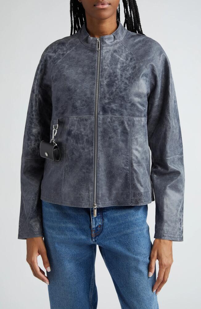 Saks Potts Daria Leather Jacket in Navy Cover