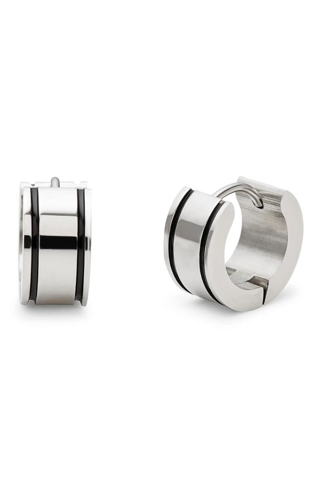 Brook and York Men's Stripe Stainless Steel Hoop Earrings in Silver Cover