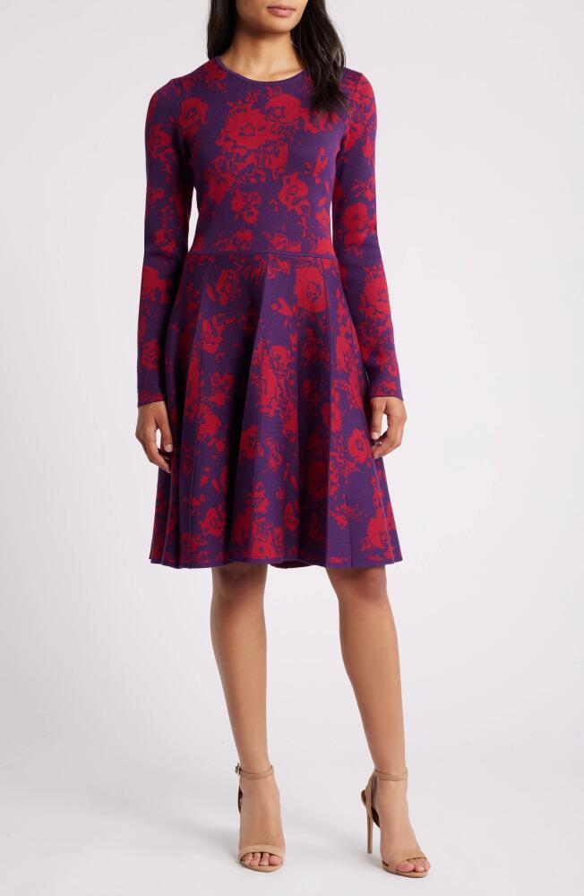 Julia Jordan Floral Long Sleeve Sweater Dress in Red Multi Cover