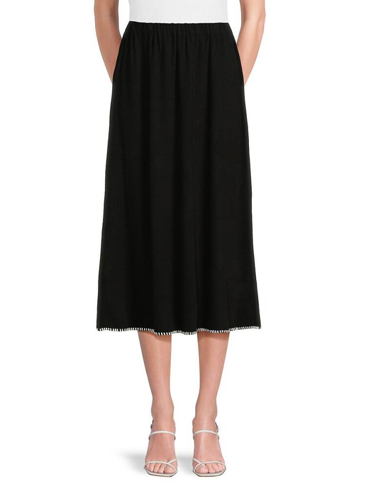 YAL New York Women's A-Line Midi Skirt - Black Cover