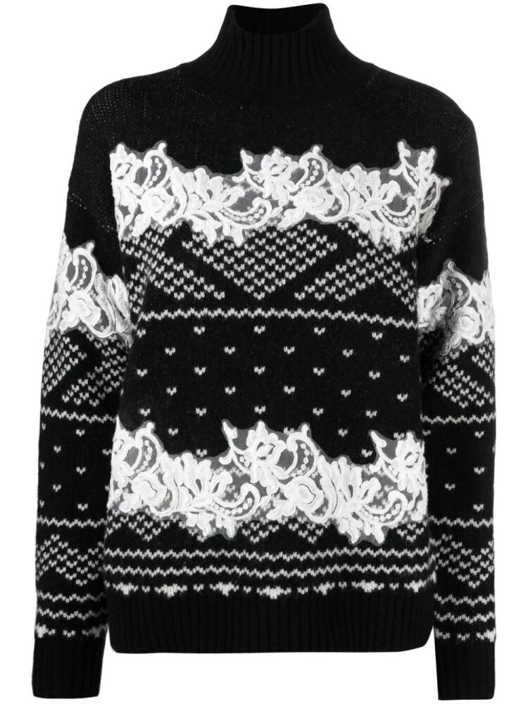 ERMANNO FIRENZE intarsia-knit virgin wool jumper - Black Cover