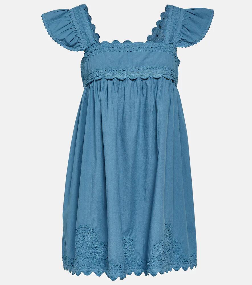 Juliet Dunn Scalloped embroidered denim minidress Cover