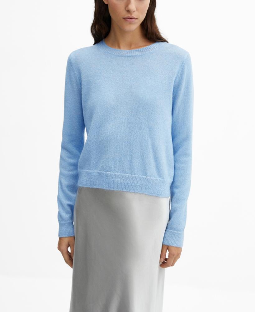 Mango Women's Round-Neck Knitted Sweater - Sky Blue Cover