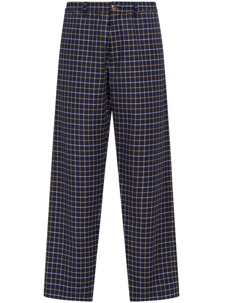 Marni check-pattern straight-leg trousers - Blue Cover