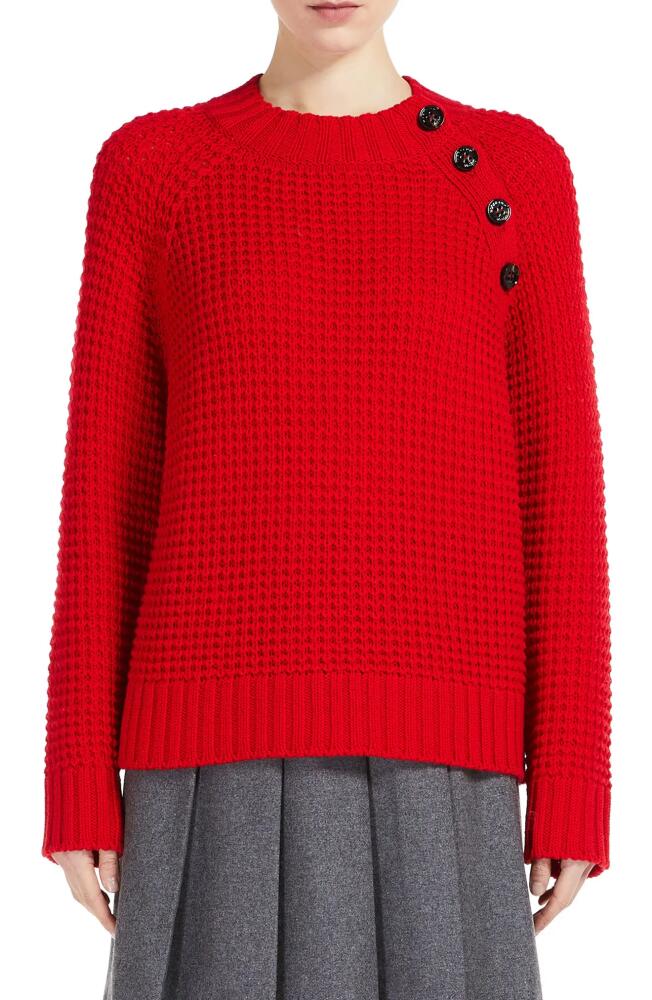 Weekend Max Mara Virgin Wool Waffle Stitch Crewneck Sweater in Red Cover