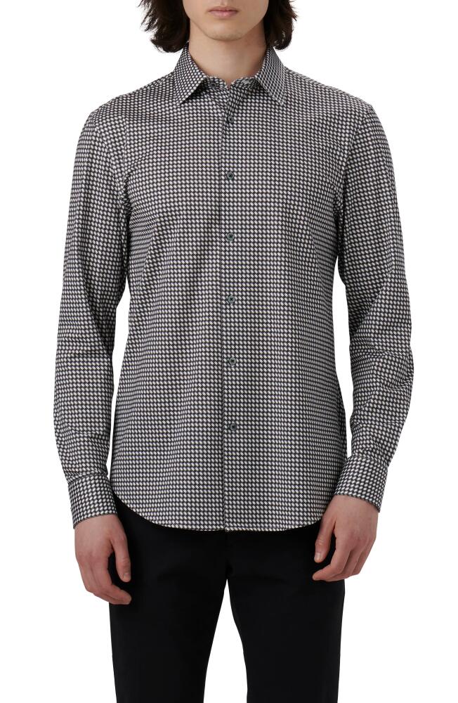 Bugatchi James OoohCotton Houndstooth Button-Up Shirt in Chalk Cover