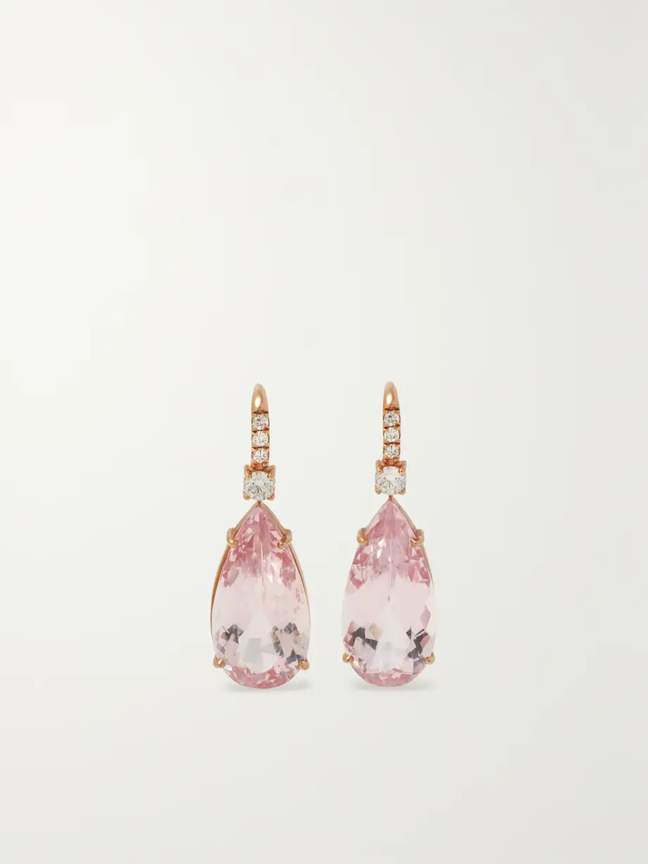 Irene Neuwirth - Gemmy Gem 18-karat Rose Gold, Morganite And Diamond Earrings - One size Cover