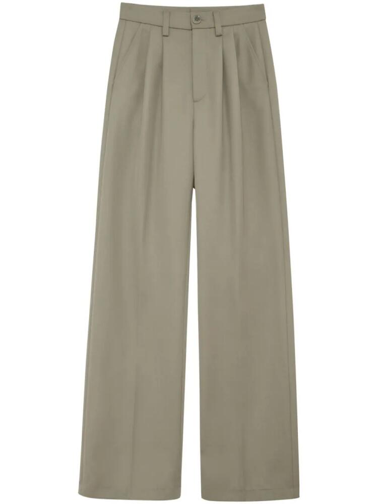 ANINE BING Carrie pleat-detail wool trousers - Green Cover