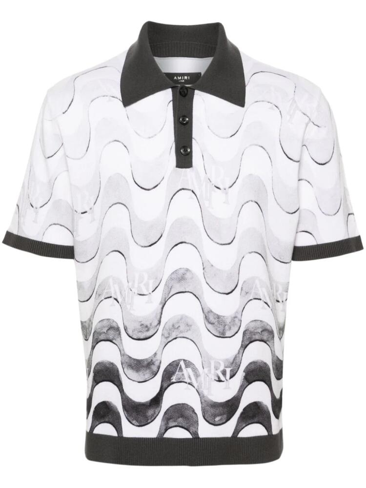 AMIRI Staggered wave-print polo shirt - Grey Cover