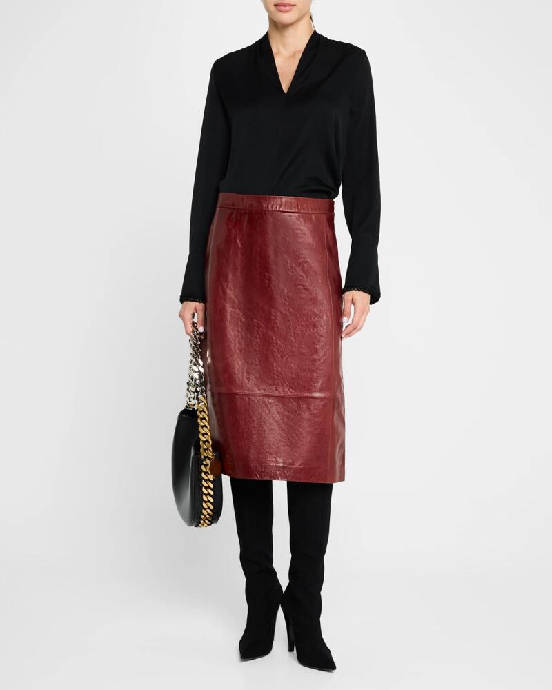 Kobi Halperin Hepburn A-Line Leather Midi Skirt Cover