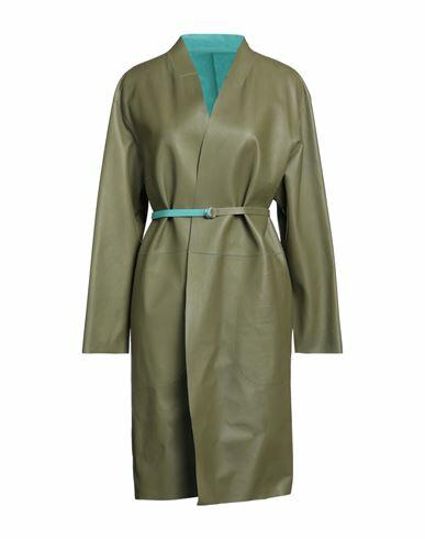 Desa 1972 Woman Overcoat & Trench Coat Military green Soft Leather Cover