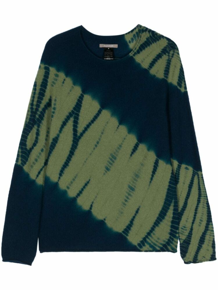 Suzusan Tesuji Yoroidan Shibori-pattern cashmere jumper - Green Cover