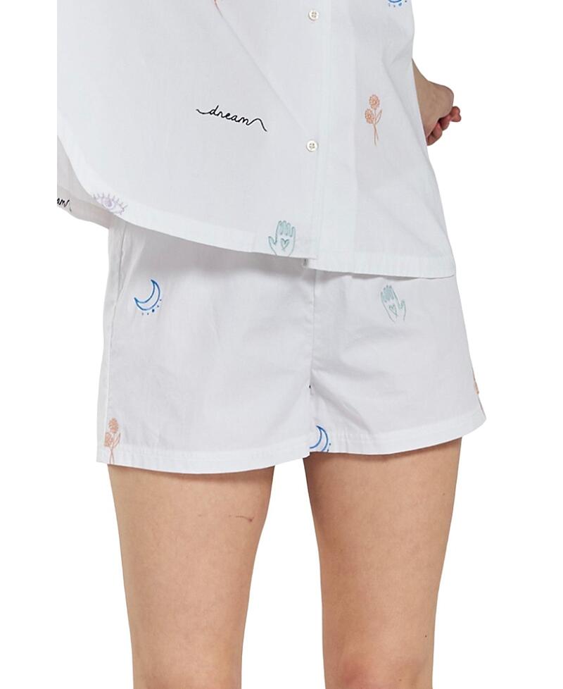 Peachaus Women's Tsubaki Embroidered Ethical-Cotton Pajama Shorts Cover