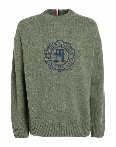 Tommy Hilfiger Man Sweater Military green Wool, Polyamide, Viscose Cover