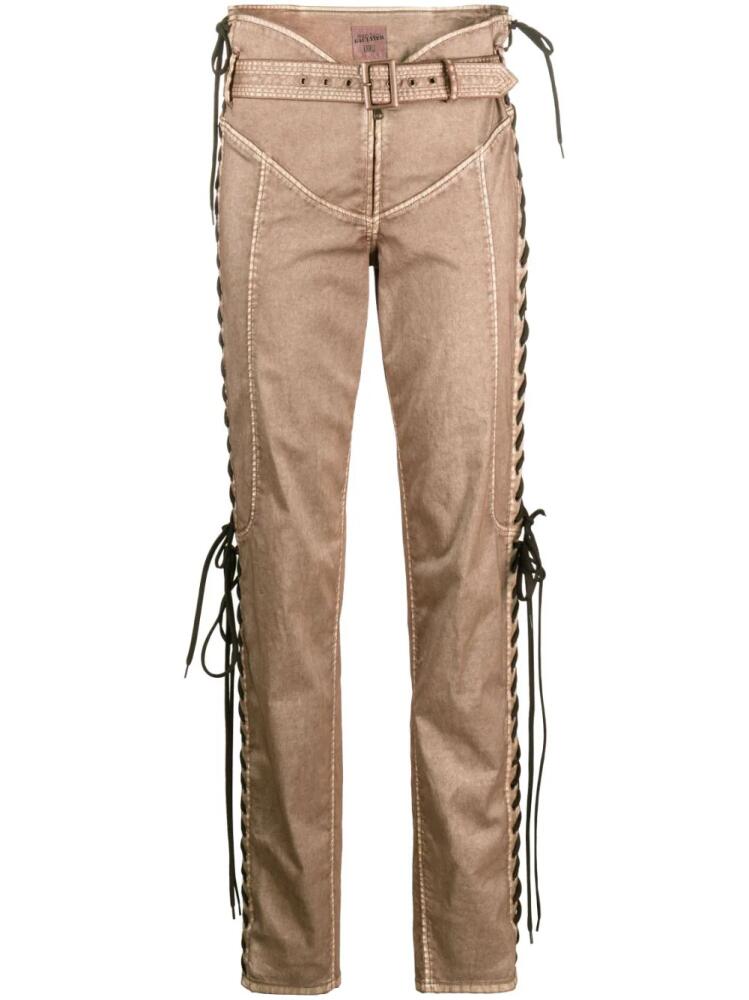 Jean Paul Gaultier x KNWLS lace-up slim-leg trousers - Brown Cover