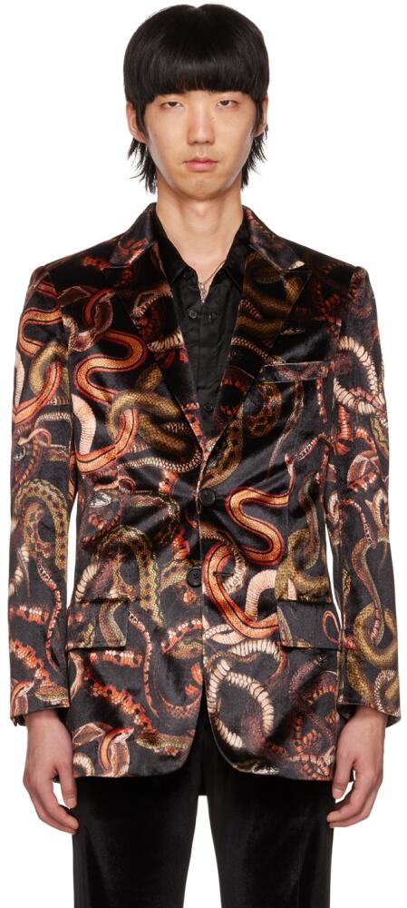 LU'U DAN Black Snake Print Blazer Cover