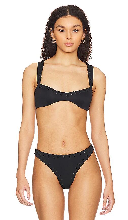 Good American Whip Stitch Bikini Top in Black Cover