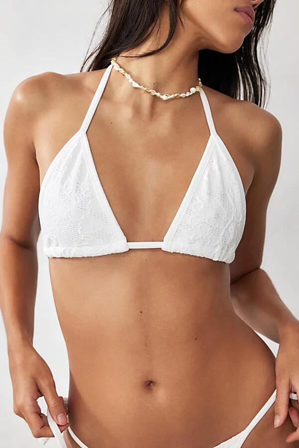 Out From Under Lace Seamless Triangle Bikini Top in White Cover