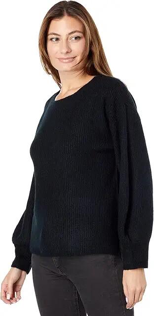 1.STATE Cross-Back Crew Neck Sweater (Rich Black) Women's Clothing Cover