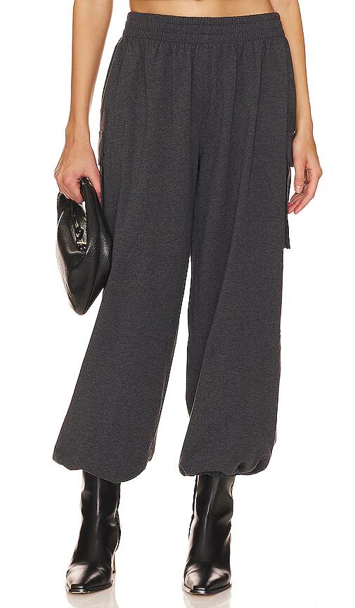 Norma Kamali Oversized Boyfriend Cargo Sweatpant in Grey Cover