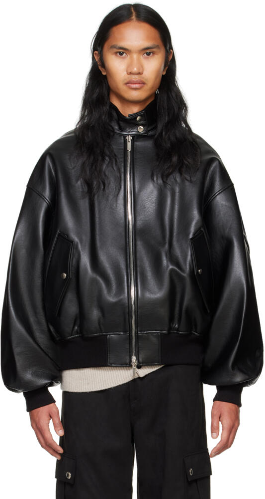 System Black Herrington Faux-Leather Jacket Cover