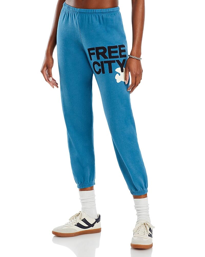 Free City Cotton Logo Sweatpants in Blue Sound Cover