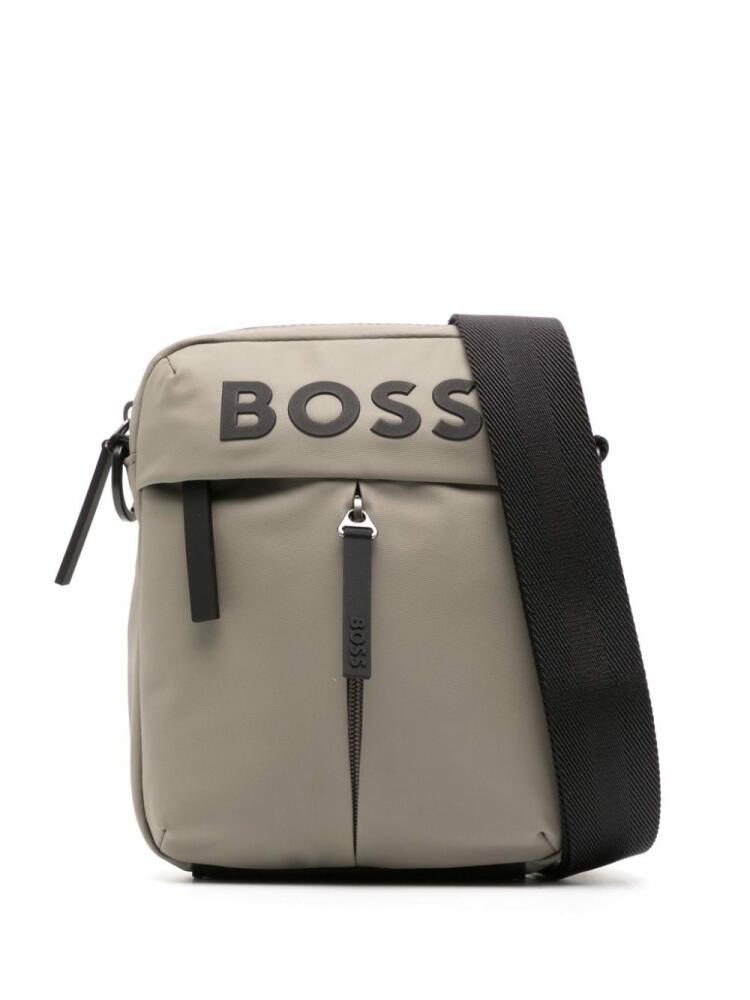 BOSS logo-appliqué messenger bag - Green Cover