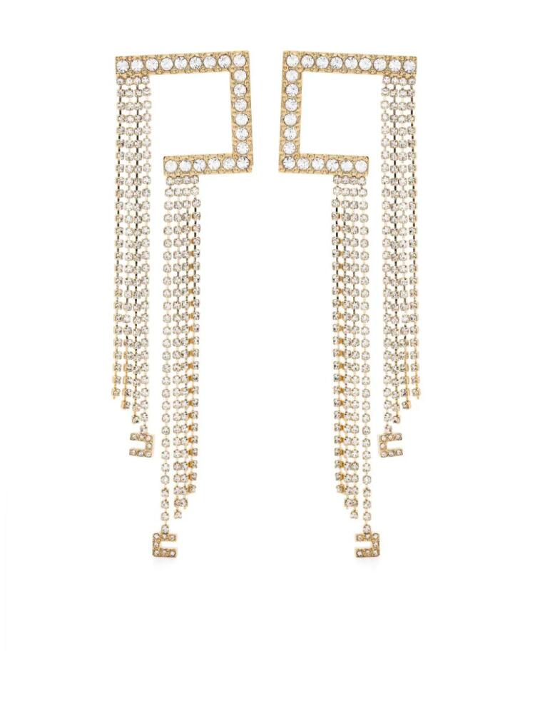 Elisabetta Franchi crystal-fringe dangle earrings - Gold Cover