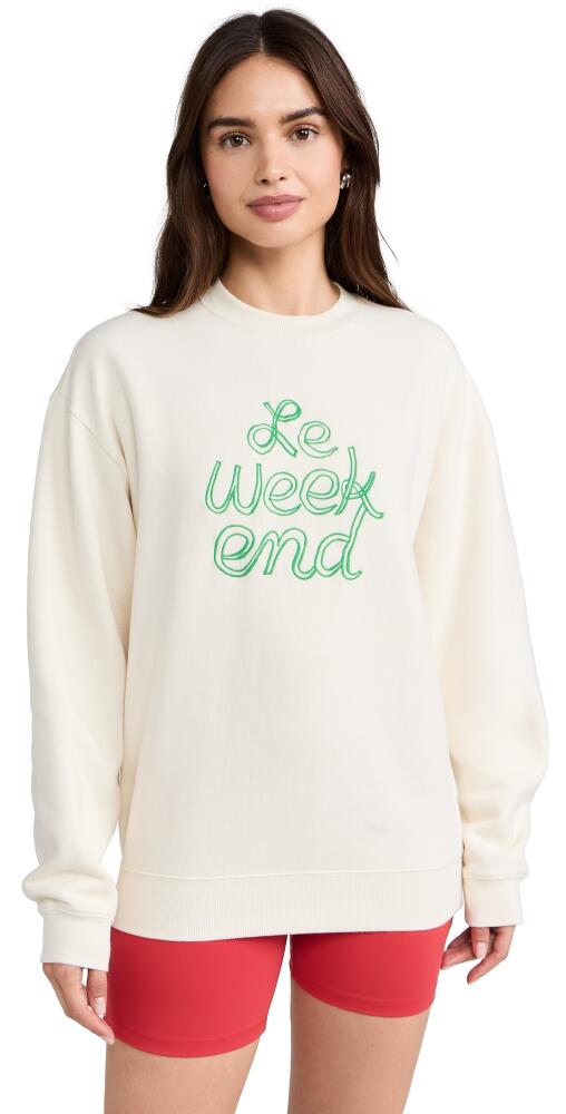 Clare V. Oversized Sweatshirt Cream With Green Cover