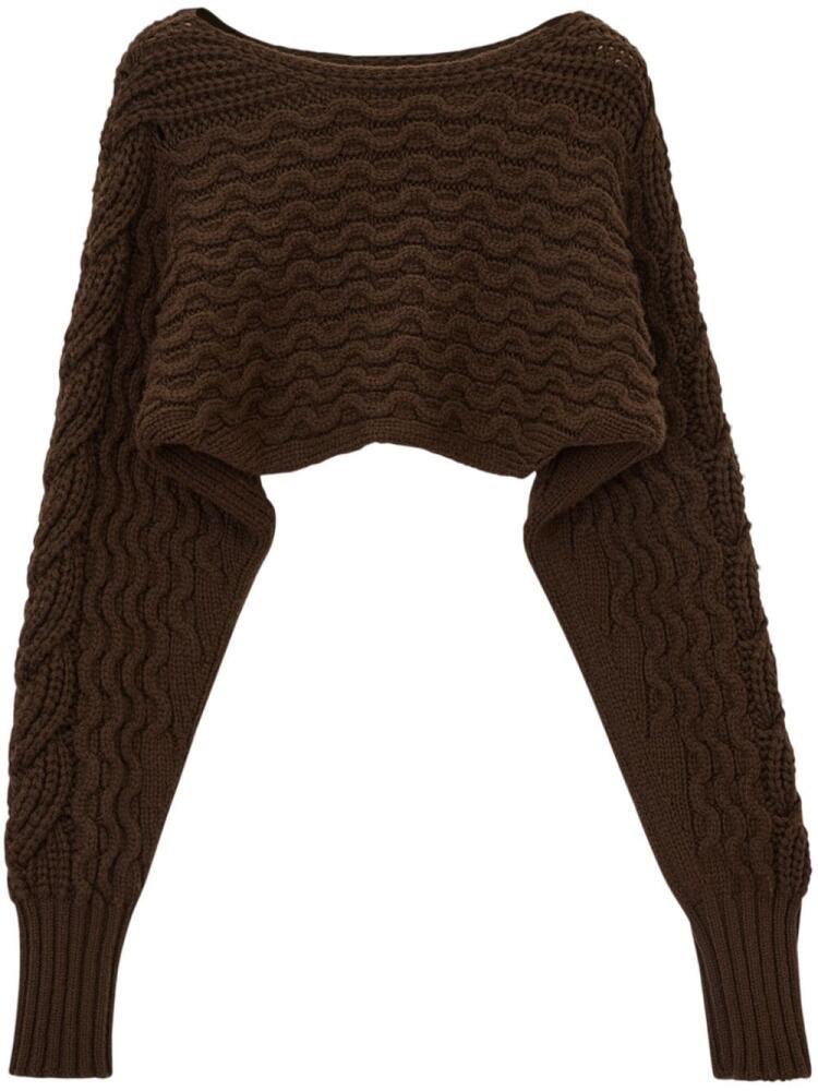 LEMAIRE cable-knit sleeved scarf - Brown Cover