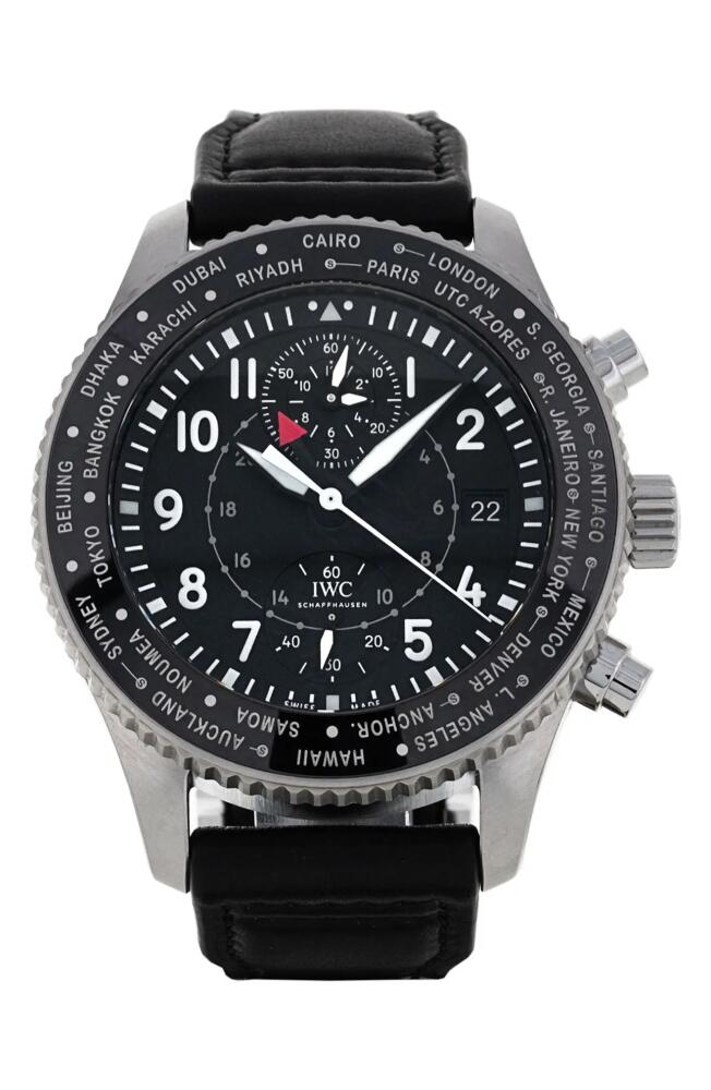 Watchfinder & Co. IWC Preowned 2021 Pilot's Leather Strap Chronograph Watch, 46mm in Black Cover