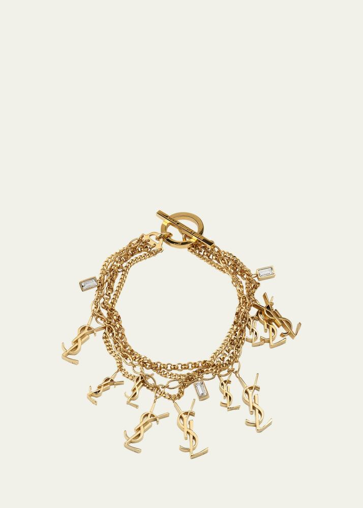 Saint Laurent Rhinestone Multi-Link YSL Charm Bracelet Cover