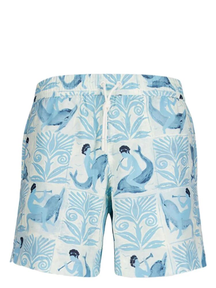 COMMAS tiled dolphin-print swim shorts - Neutrals Cover