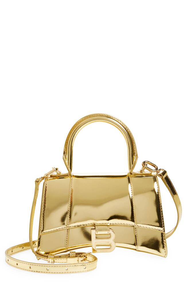 Balenciaga Extra Small Hourglass Top Handle Metallic Leather Bag in Gold Cover