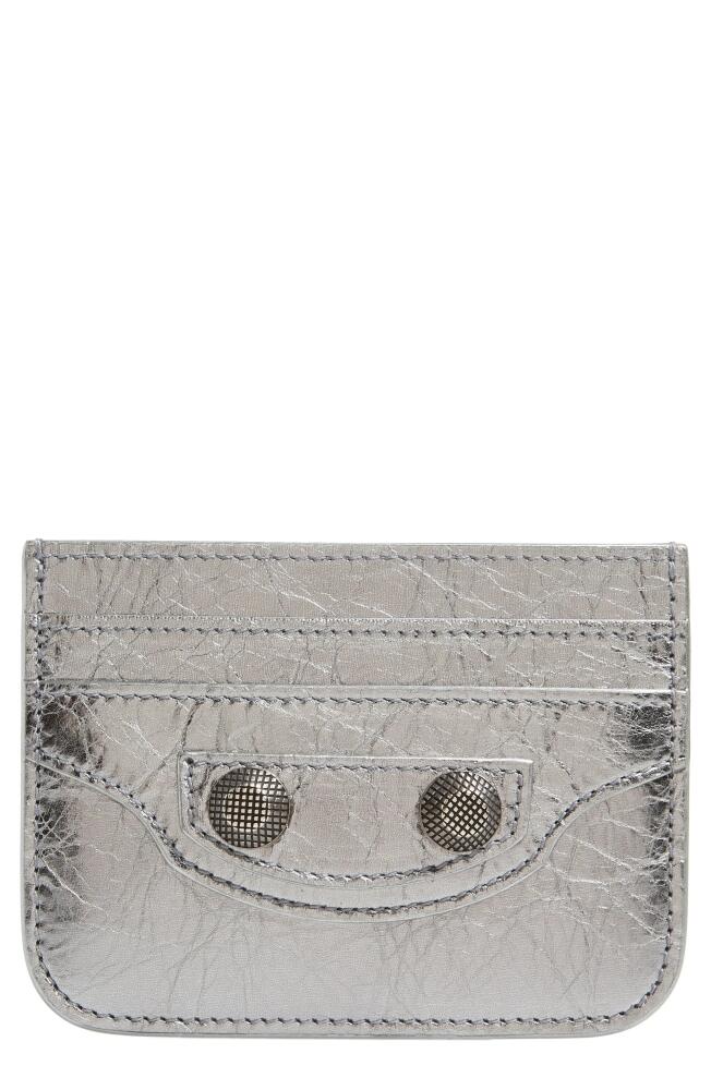 Balenciaga Le Cagole Lambskin Leather Card Holder in Silver Cover