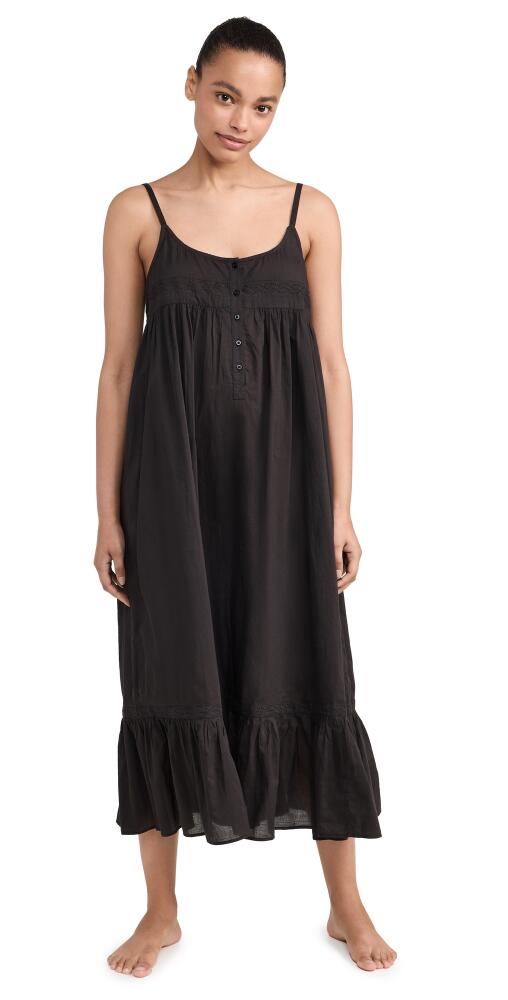 THE GREAT. The Eyelet Ruffle Tank Night Dress Black Cover