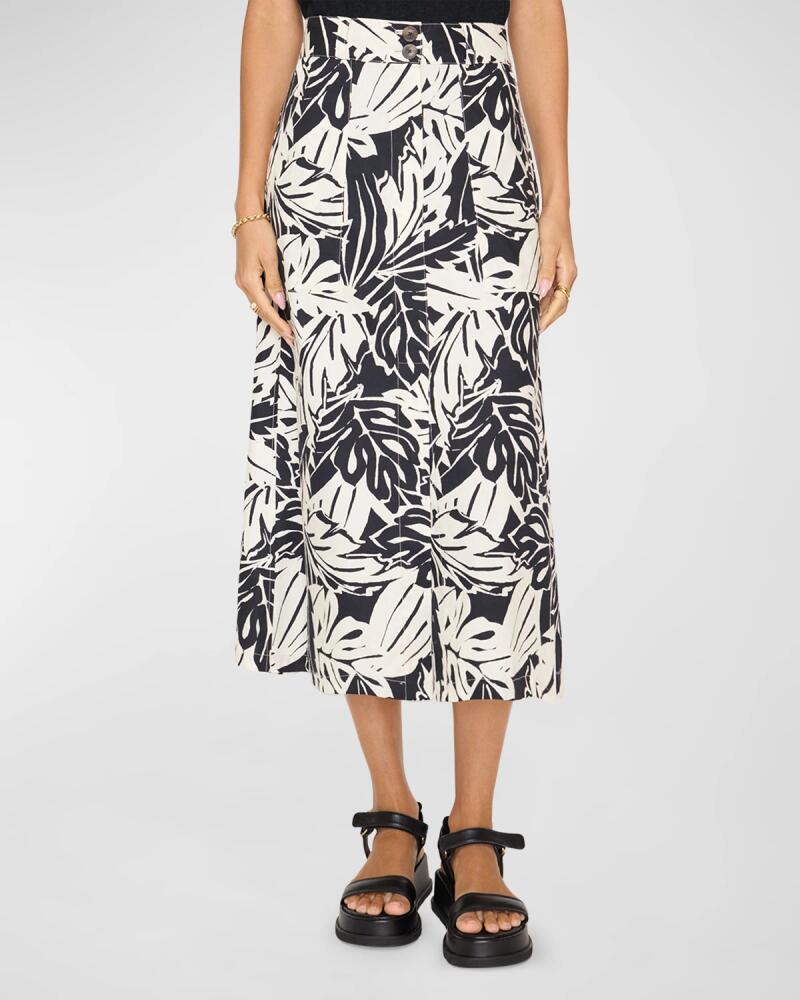 Brochu Walker Mica Botanical-Print A-Line Midi Skirt Cover