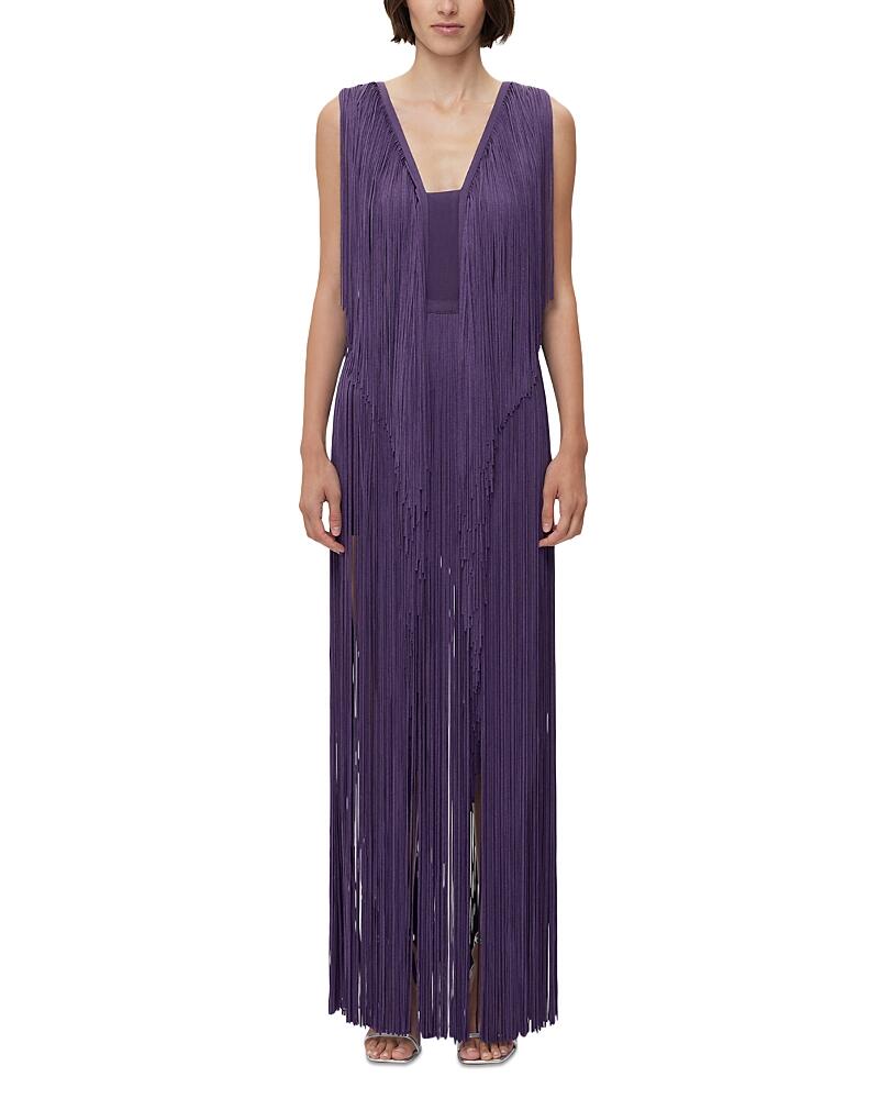 Herve Leger Plunge Fringe Gown Cover