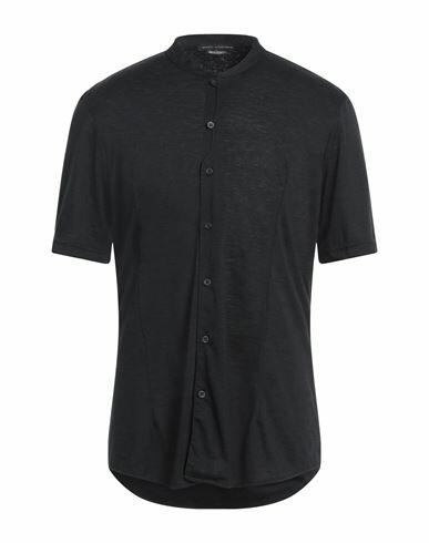 Daniele Alessandrini Man Shirt Black Polyester, Viscose, Elastane Cover