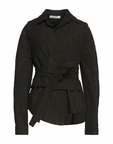 Nostrasantissima Woman Blazer Dark brown Cotton, Wool, Polyamide Cover