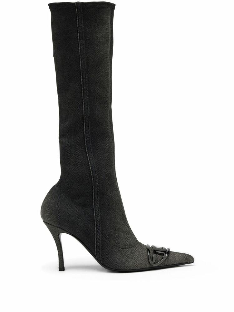 Diesel D-Venus Kb D 90mm denim knee-high boots - Black Cover