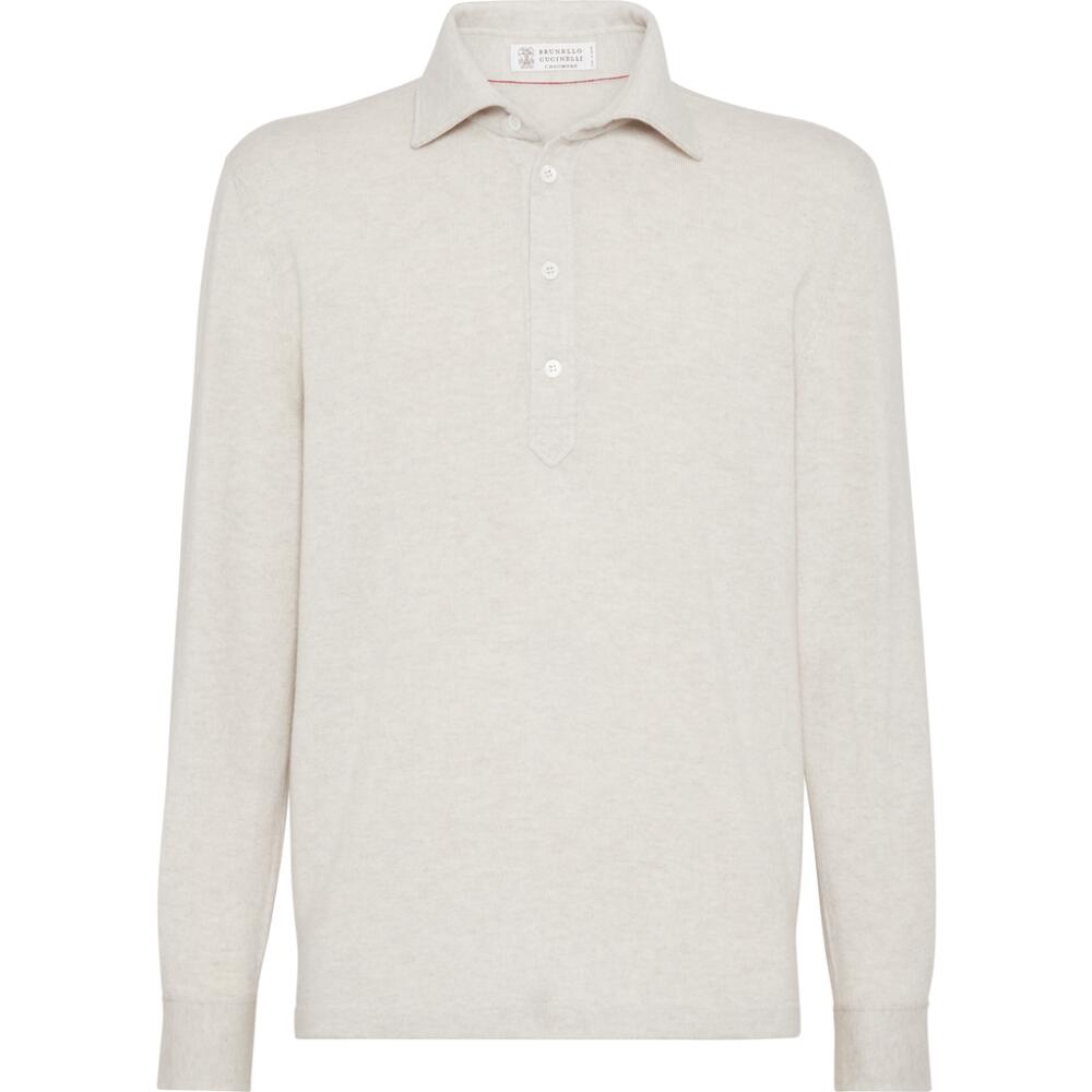 Brunello Cucinelli Cashmere knit polo in Stone Grey Cover