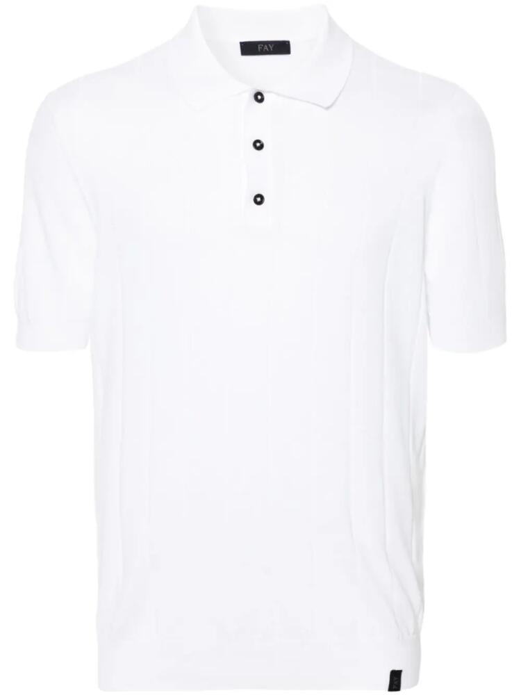 Fay ribbed fine-knit polo shirt - White Cover