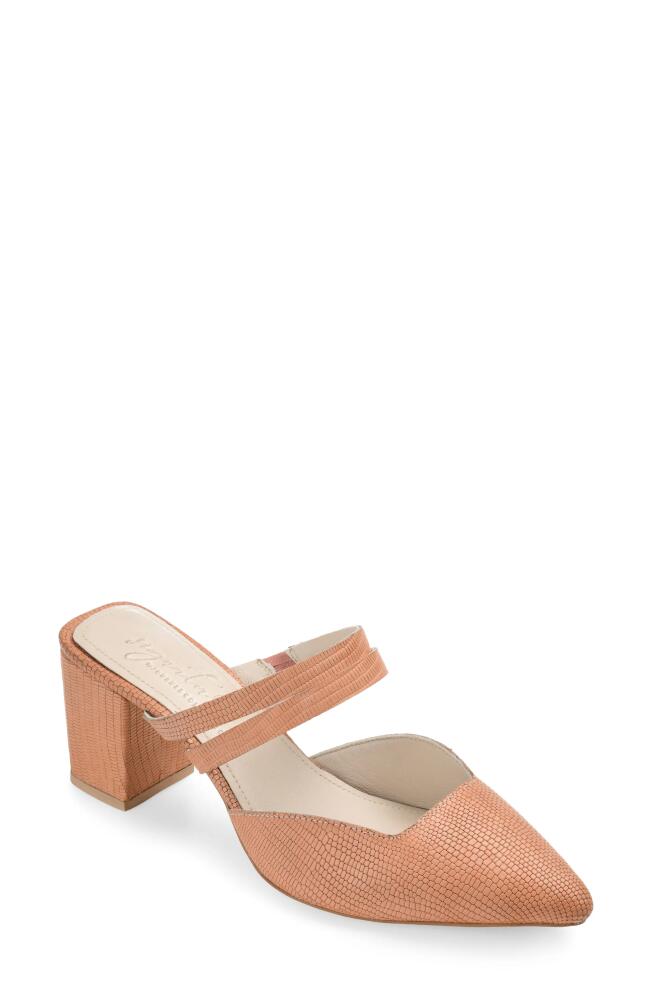 Journee Signature Kaitlynn Lizard Embossed Pointed Toe Pump in Blush Leather Cover