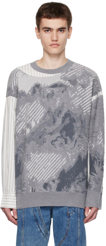 Feng Chen Wang Gray Paneled Sweater Cover