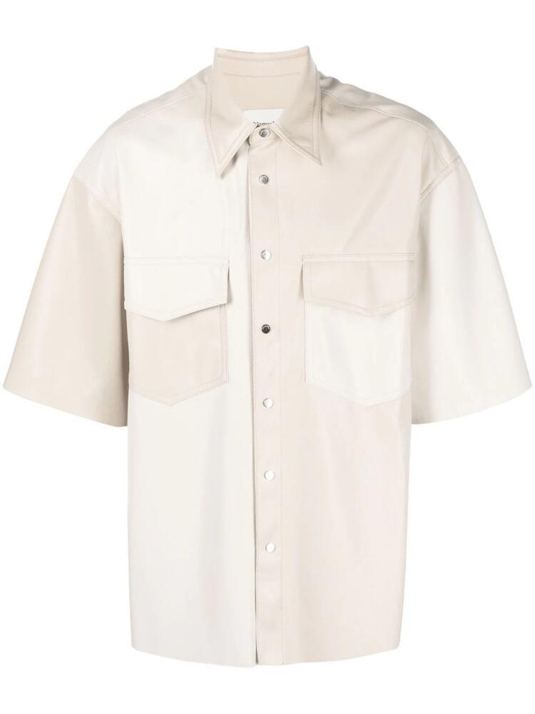 Nanushka faux-leather short-sleeve shirt - Neutrals Cover