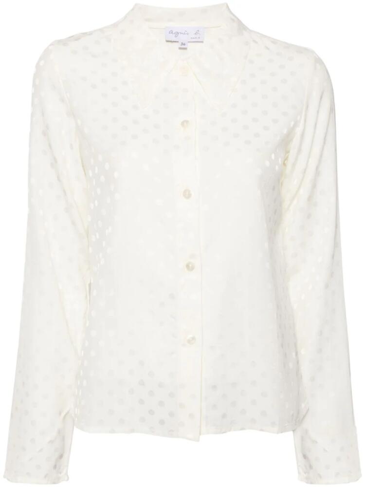 agnès b. polka dot print collar shirt - White Cover